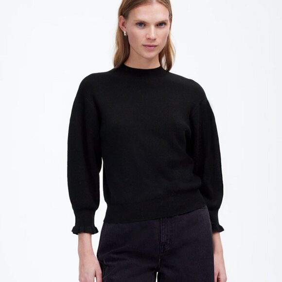 Madewell Merino Wool Ruffle Mockneck Sweater Size Small MSRP $118 New With Tags - Picture 3 of 17